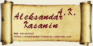 Aleksandar Kašanin vizit kartica